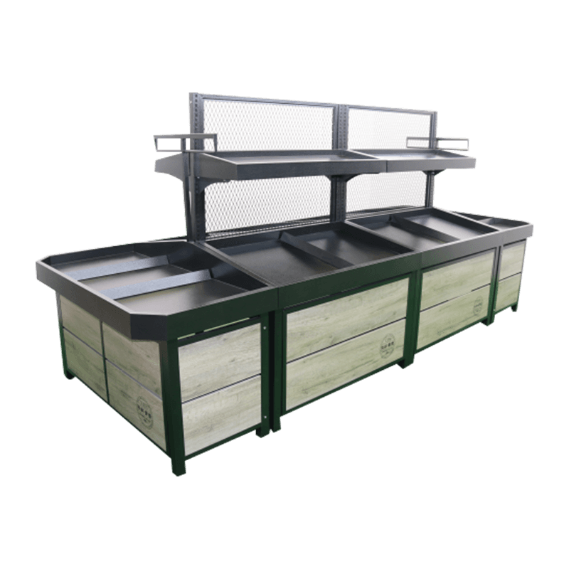 Gut sichtbares Obst- und Gemüseregal